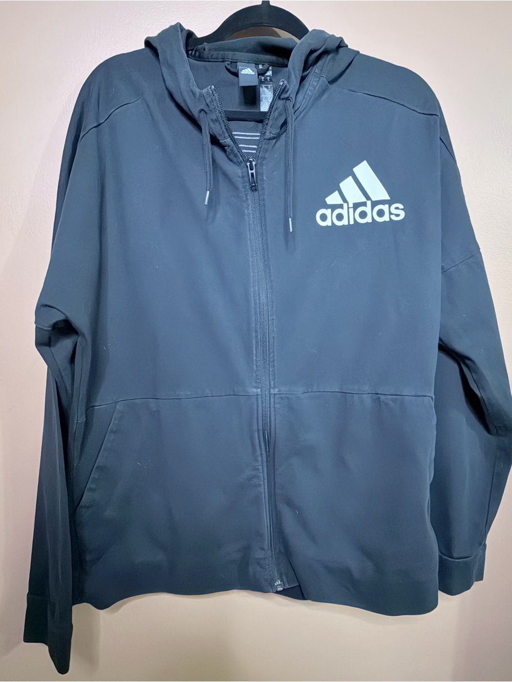 adidas Men’s Black Hooded Performance Jacket with Logo